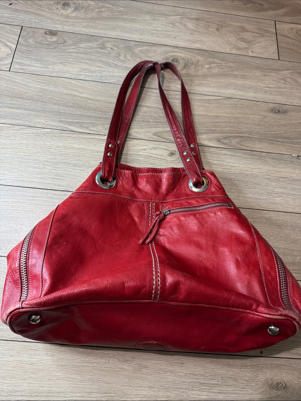 Roots leather shoulder bag